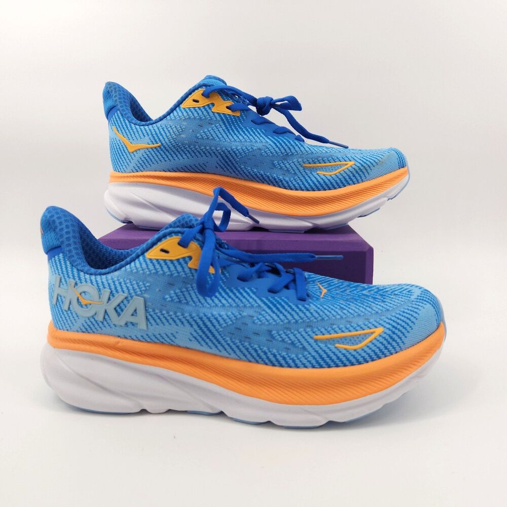 Hoka Clifton 9 Shoes Women Size 8 Mens 7 Running Blue Orange 1132210 CSAA